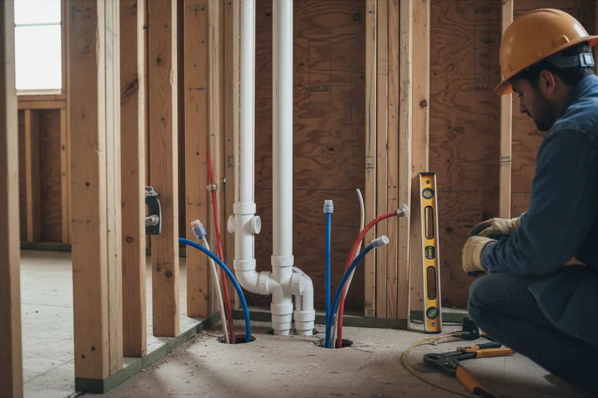 Drain and supply rough-in during Drain Cleaning in Morris